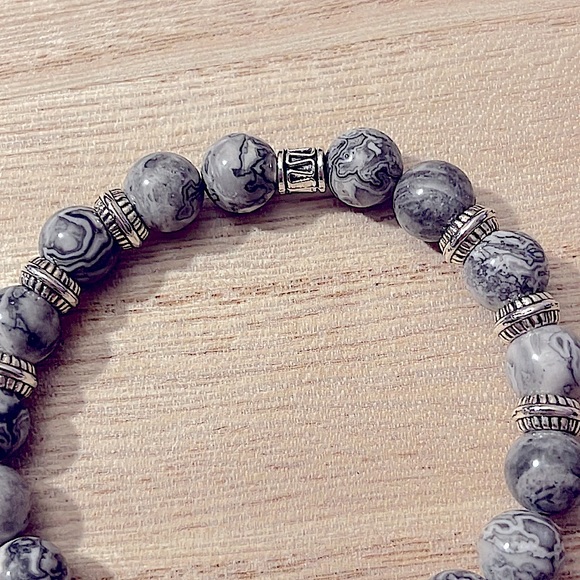 ➡️BOGO!!⬅️ RARE Gray Crazy Lace Agate Spheres w/ Large Slab Amulet Super Unique! - Picture 7 of 9